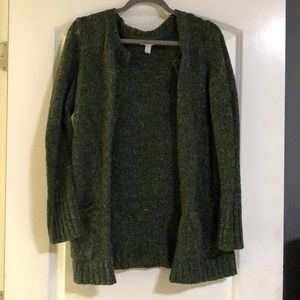 Green knitted cardigan